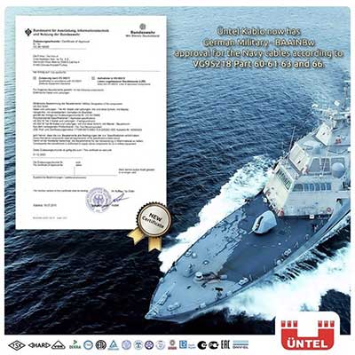 Üntel Kablo VG95218 Donanma Tipi Kabloları Sertifikalandıran İlk Türk Kablo Üreticisi Oldu.